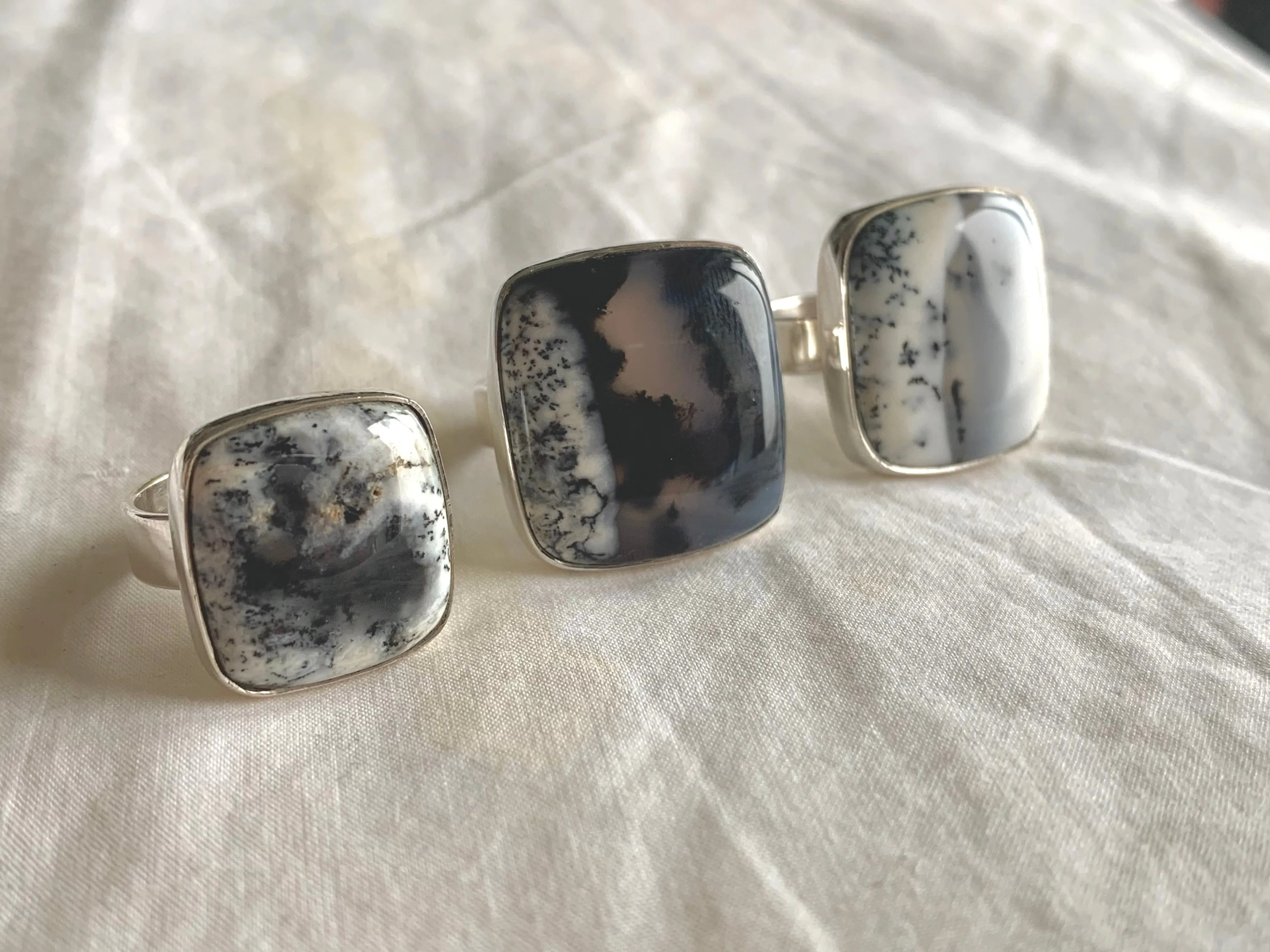 Dendritic Agate Akoni Ring - Square (US 6.5 & 7)
