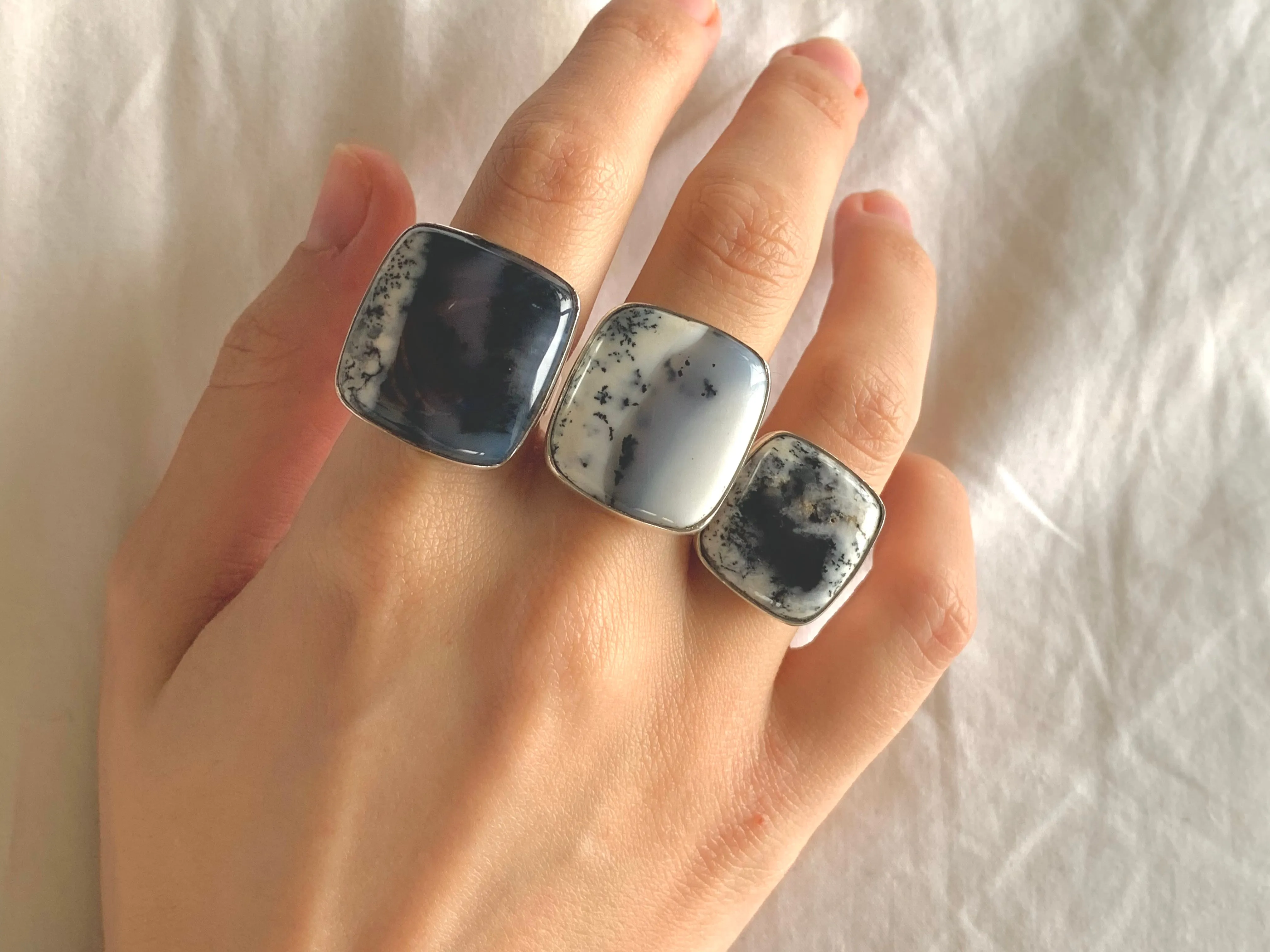 Dendritic Agate Akoni Ring - Square (US 6.5 & 7)