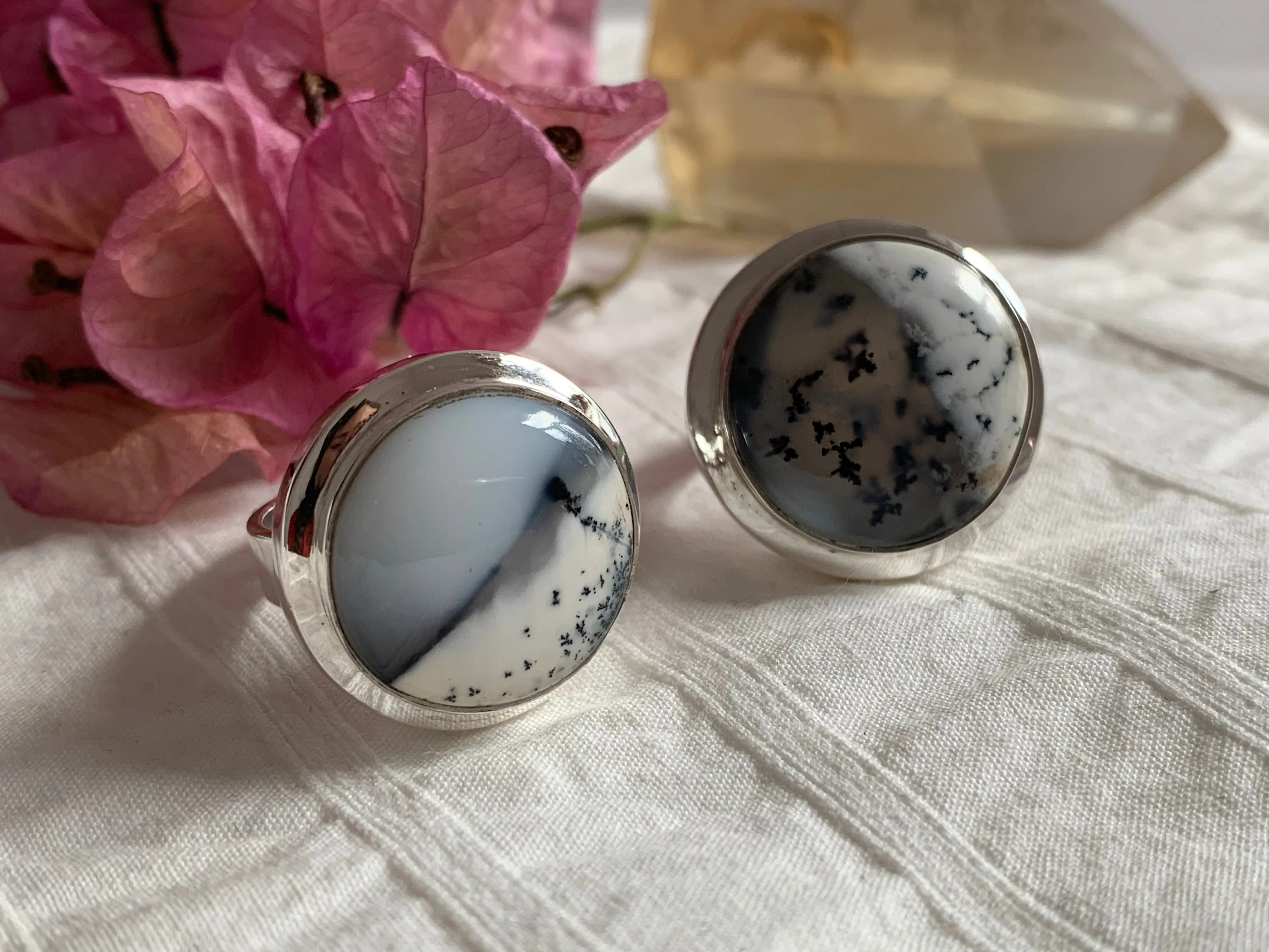 Dendritic Agate Ansley Ring - Round (US 6.5 & 7)