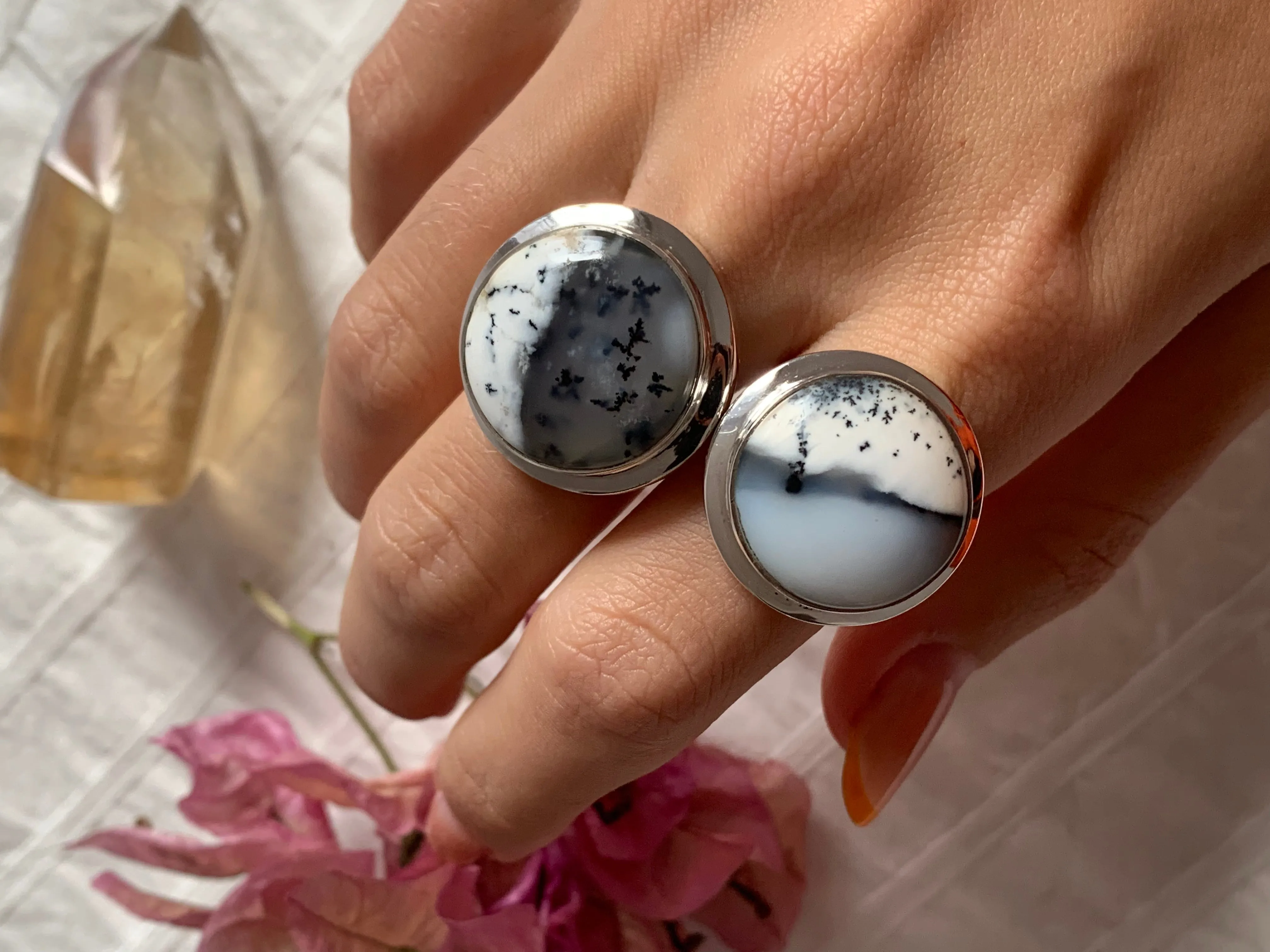 Dendritic Agate Ansley Ring - Round (US 6.5 & 7)