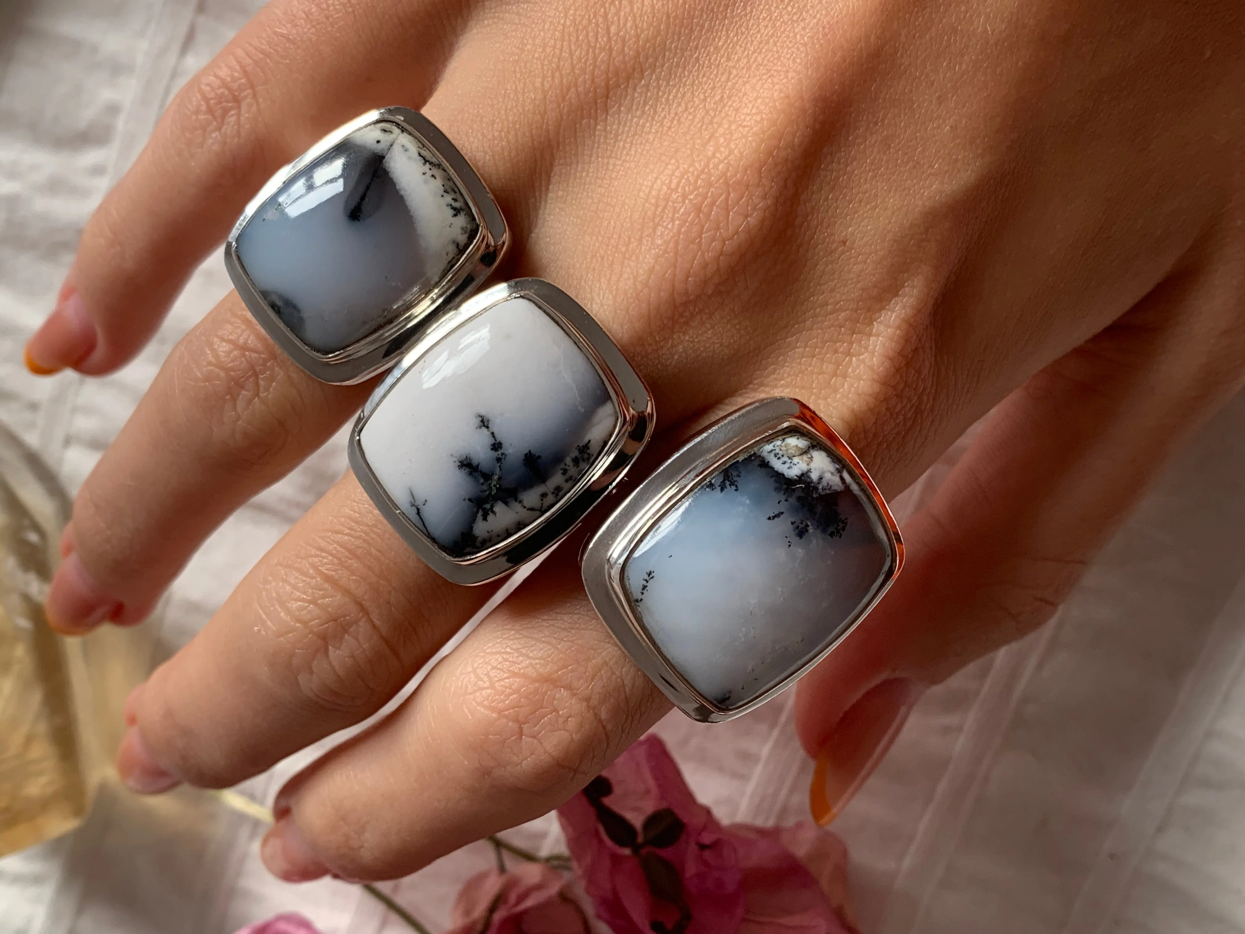 Dendritic Agate Ansley Ring - Square
