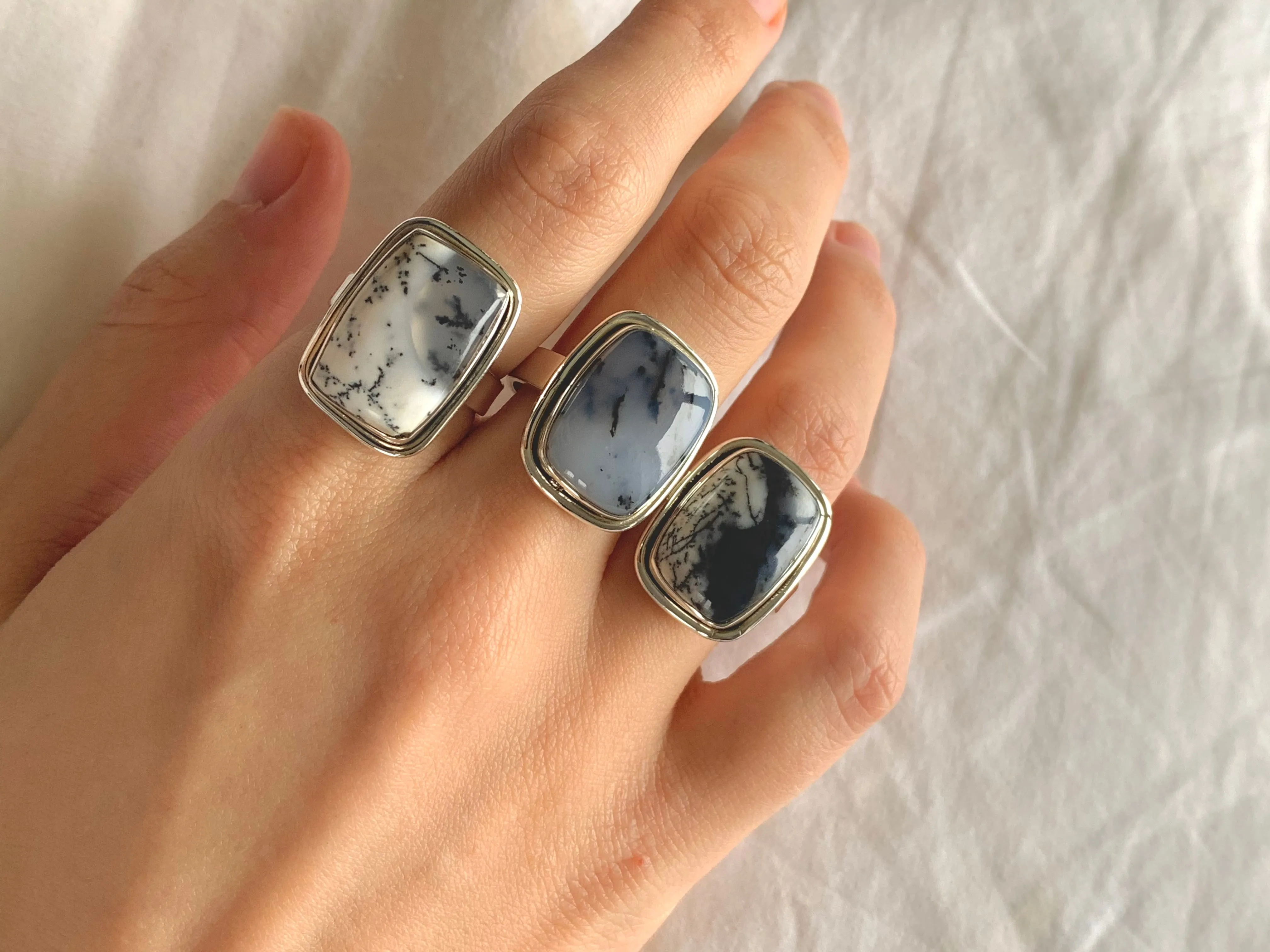 Dendritic Agate Brea Ring - Medium Square