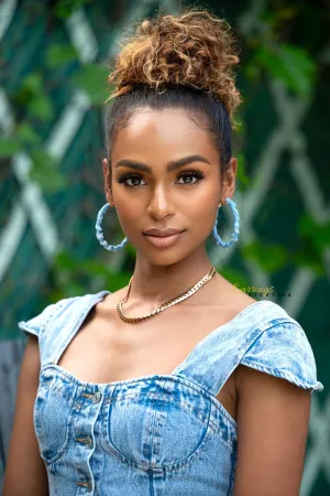 DENIM HOOP EARRINGS