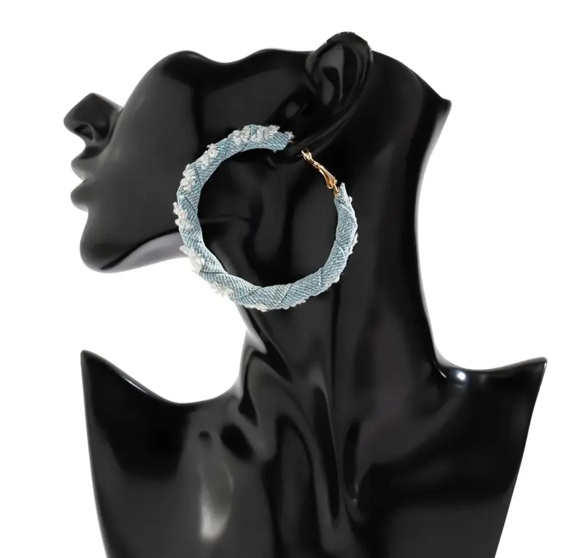 DENIM HOOP EARRINGS