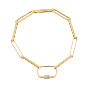 Diamond Mini Toggle Paperclip Bracelet 14K