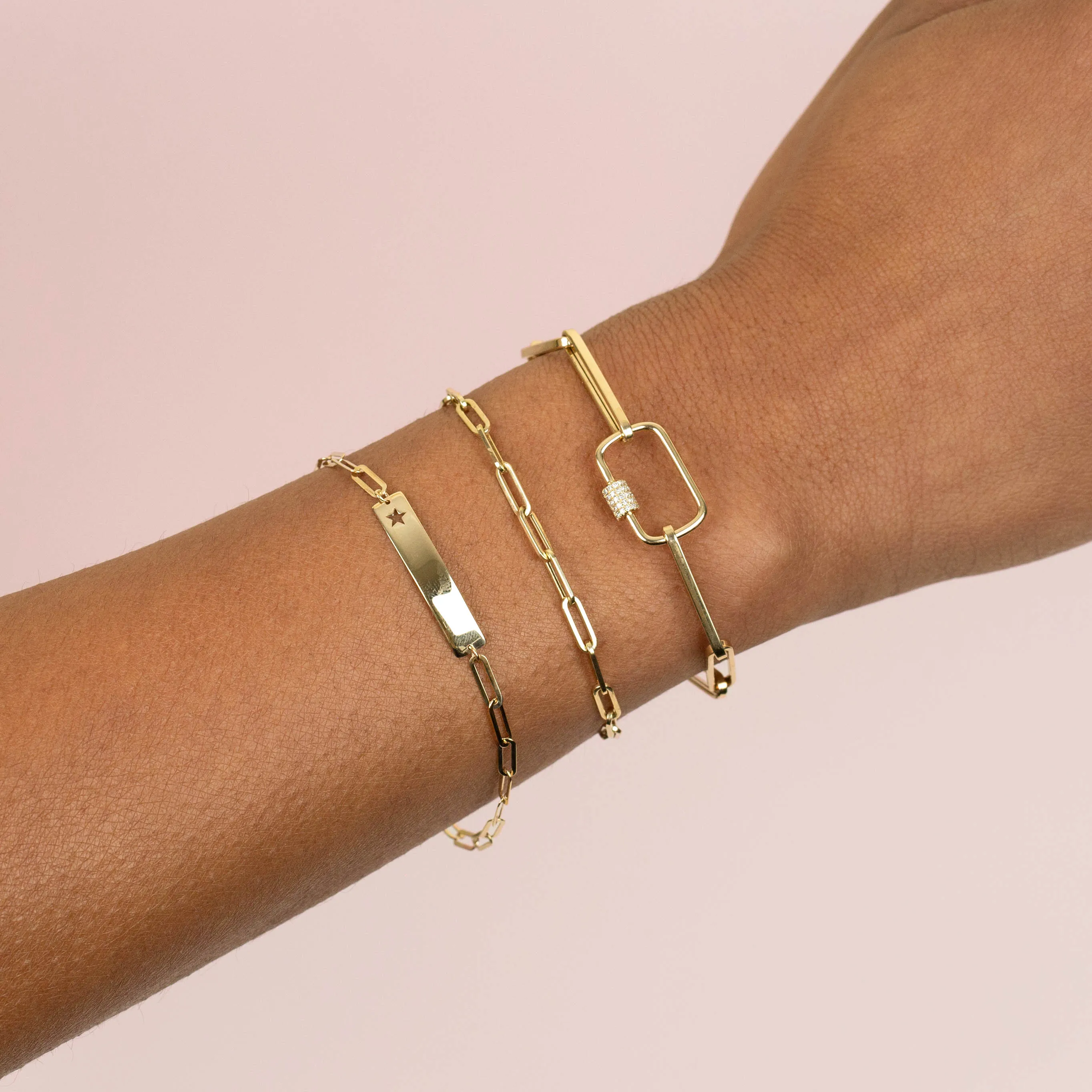 Diamond Mini Toggle Paperclip Bracelet 14K