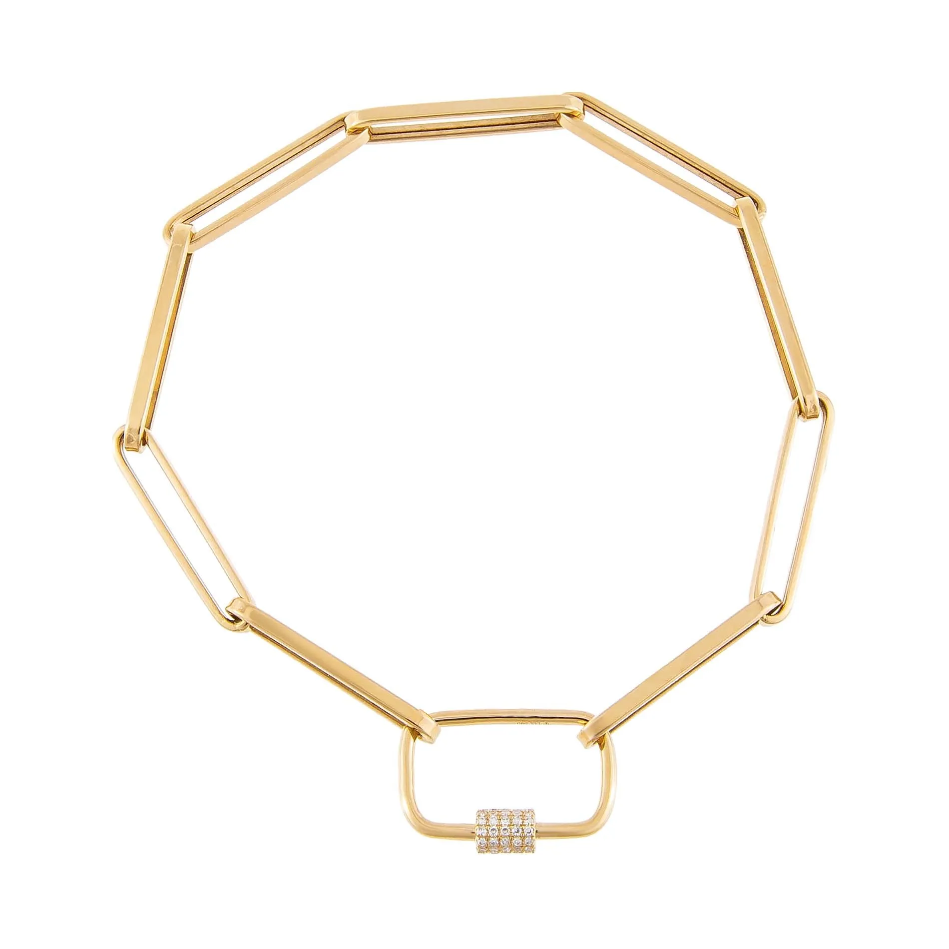 Diamond Mini Toggle Paperclip Bracelet 14K