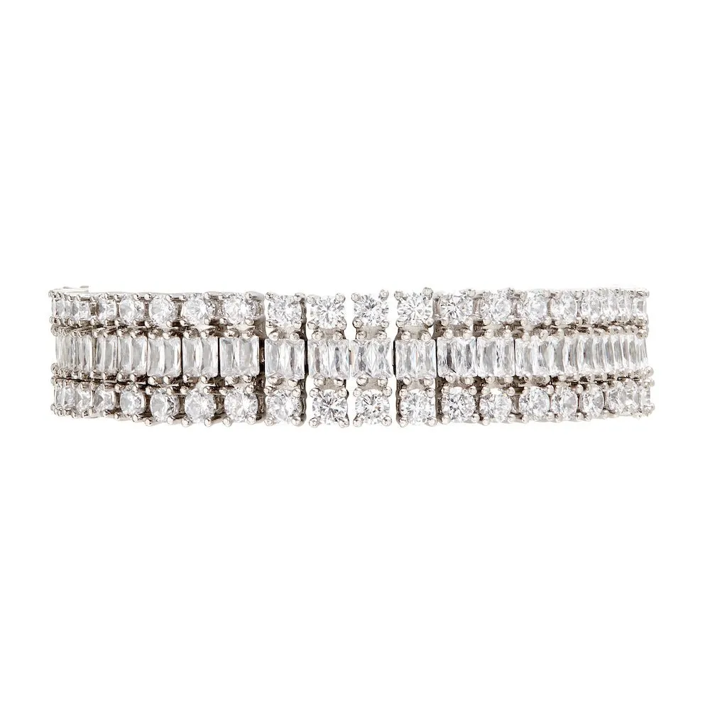 DOUBLE DIAMANTÉ BRACELET - RHODIUM
