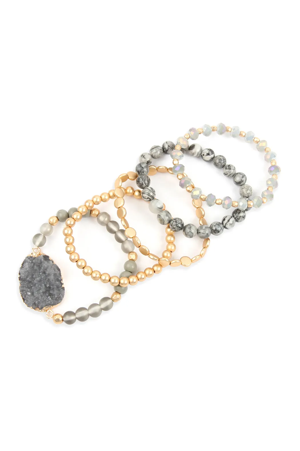 DRUZY CHARM MIXED BRACELET SET