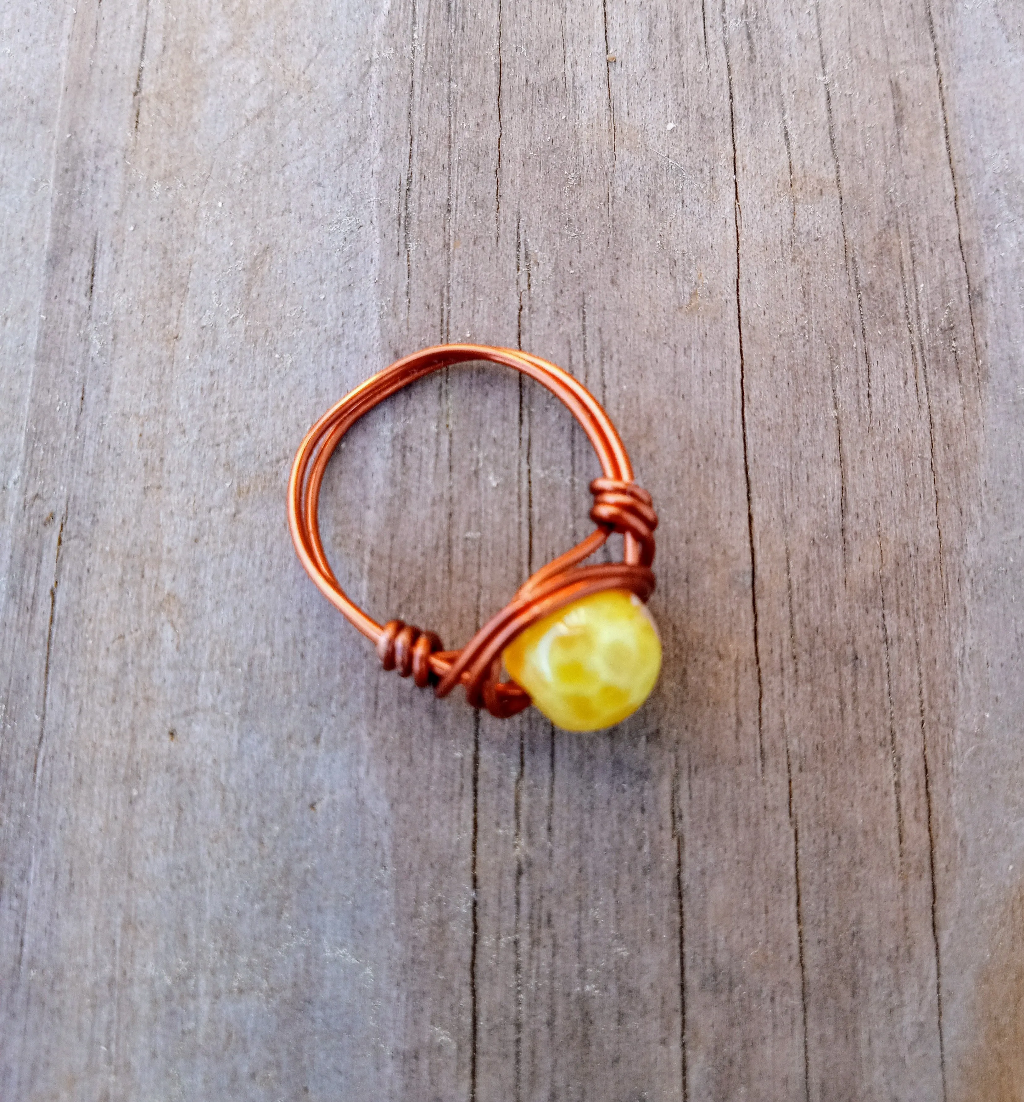 Dyed Agate Bead Wire Wrapped Rings