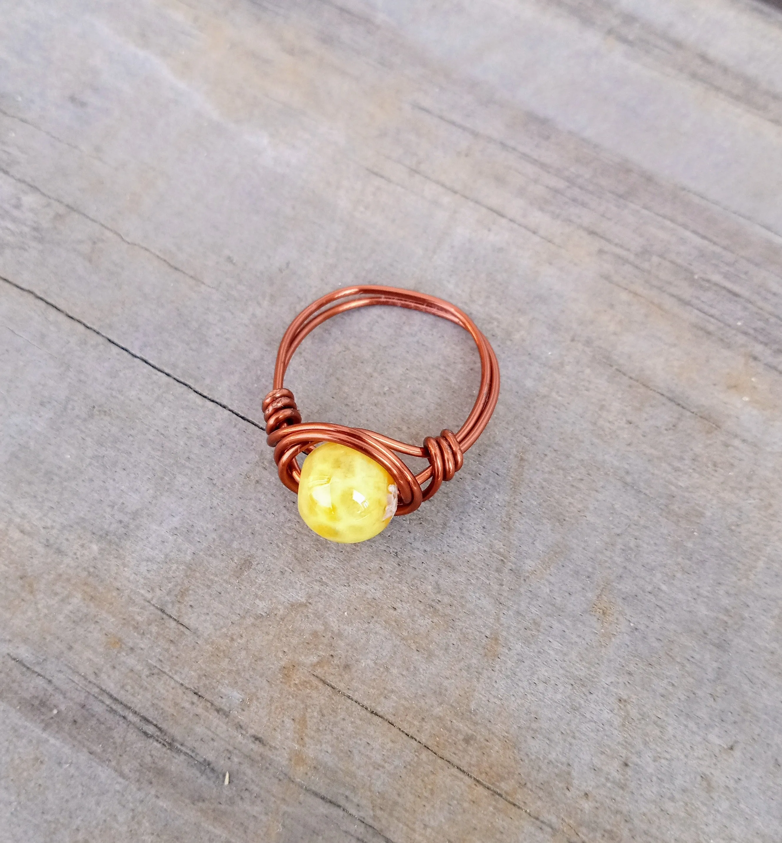 Dyed Agate Bead Wire Wrapped Rings