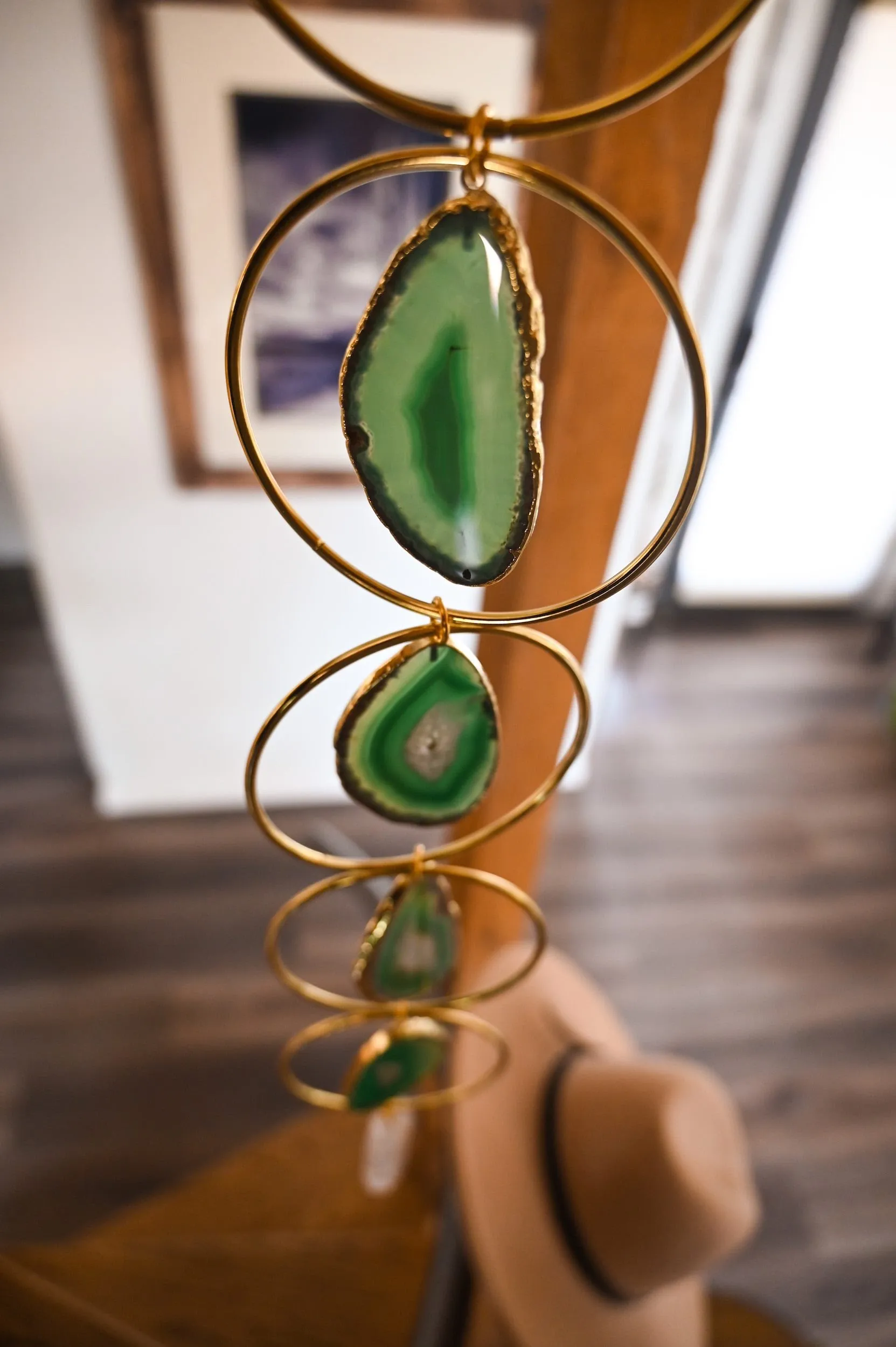 Earth Child Green Agate Geode Hanging
