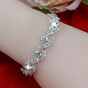 Elegant Deluxe Silver Rhinestone Crystal Bracelet