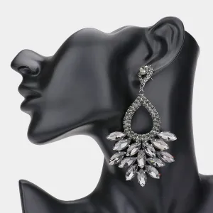 Elegant Marquise Black Diamond Crystal Cluster Chandelier Pageant Earrings  / Prom Earrings | 548470