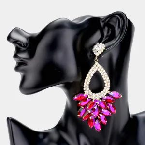 Elegant Marquise Purple Crystal Cluster Chandelier Pageant Earrings  / Prom Earrings | 533158