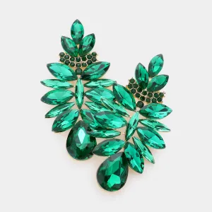 Emerald Marquise Stone Cluster Chandelier Earrings | Pageant Earrings | 610724