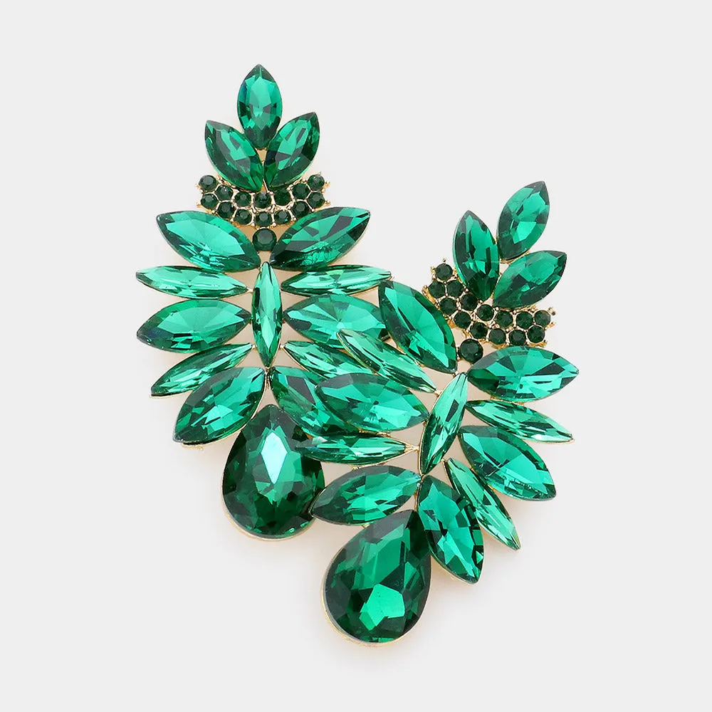 Emerald Marquise Stone Cluster Chandelier Earrings | Pageant Earrings | 610724
