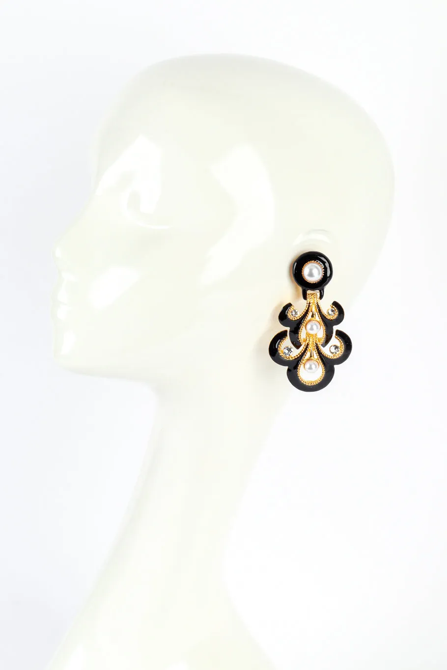 Enamel Fleur De Lis Chandelier Earrings