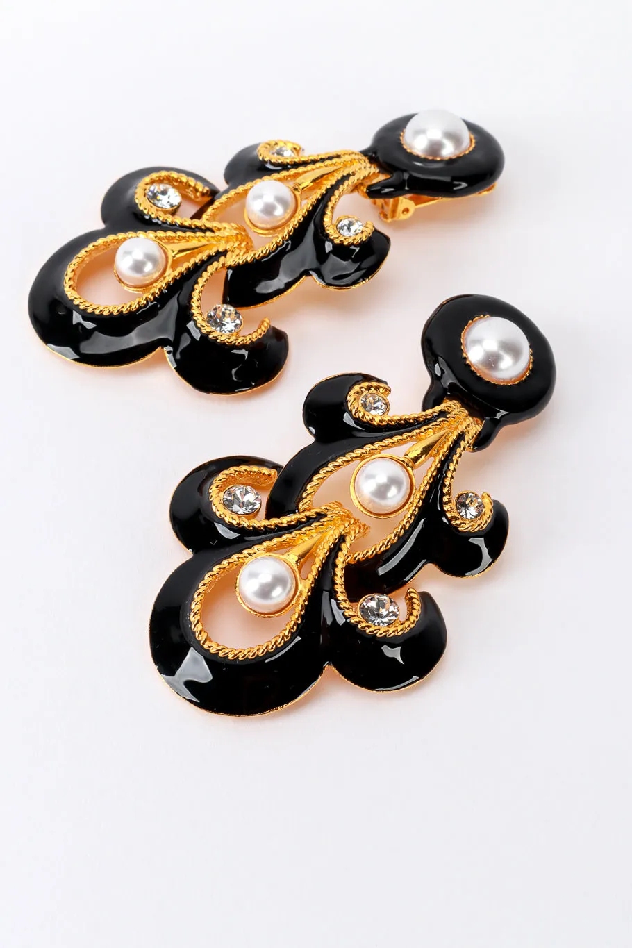 Enamel Fleur De Lis Chandelier Earrings