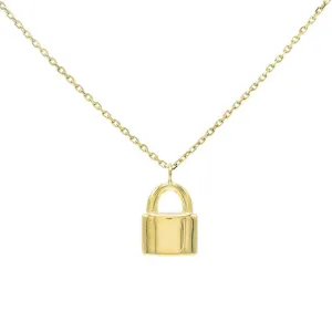 Engraved Lock Necklace 14K
