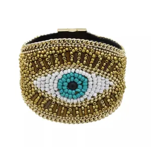 Evil Eye Beaded Bracelet Cuff with Magnetic Closure 430-15 | Erika Williner Designs