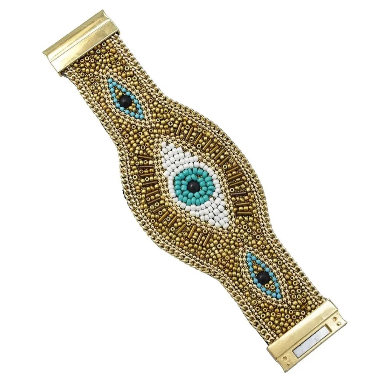 Evil Eye Beaded Bracelet Cuff with Magnetic Closure 430-15 | Erika Williner Designs