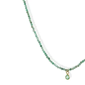 Faceted Emerald Beaded Neckale with 18K Emerald Charm