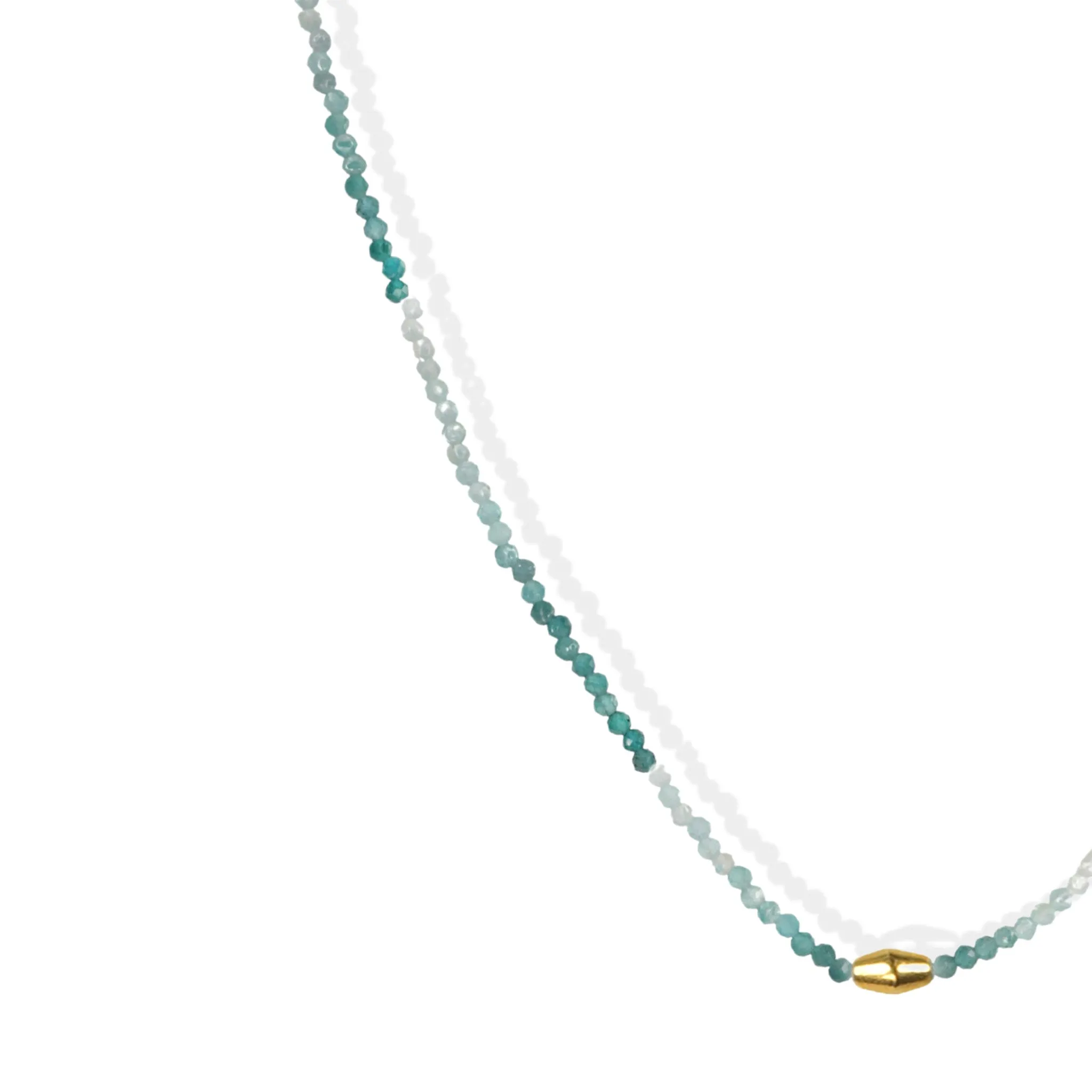 Faceted Grandidierite Beaded Necklace with 18K Gold Bead
