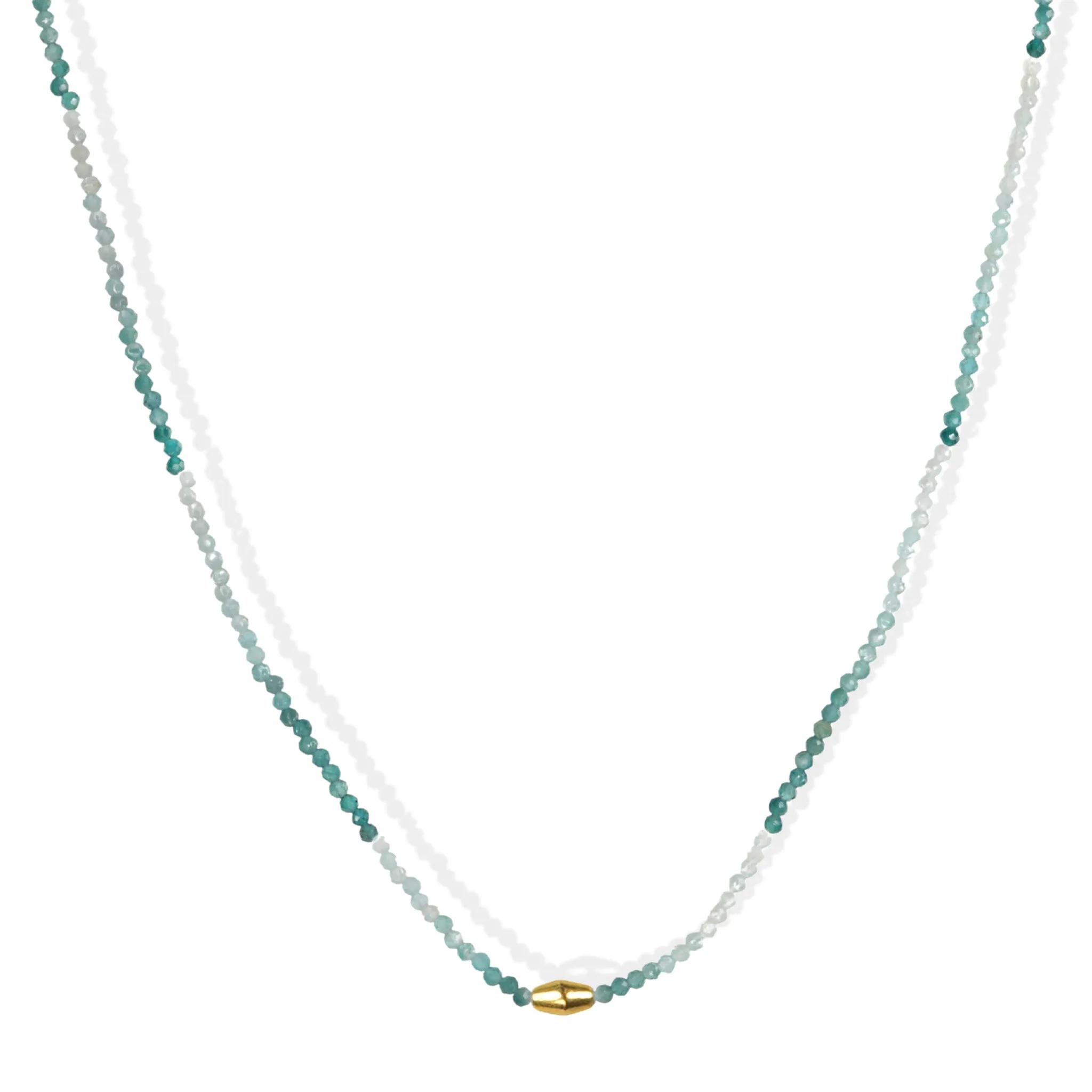 Faceted Grandidierite Beaded Necklace with 18K Gold Bead