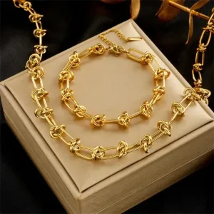 Fashion twist knot stainless steel jewelry set