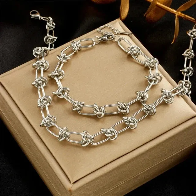 Fashion twist knot stainless steel jewelry set
