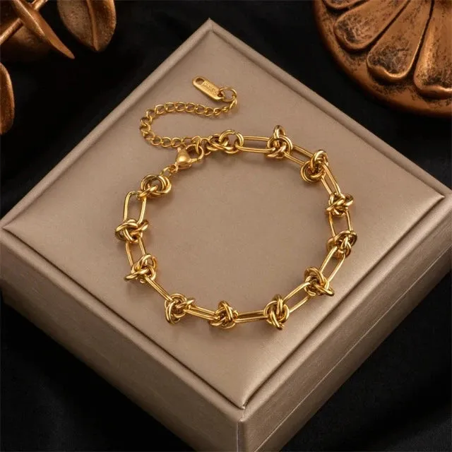 Fashion twist knot stainless steel jewelry set