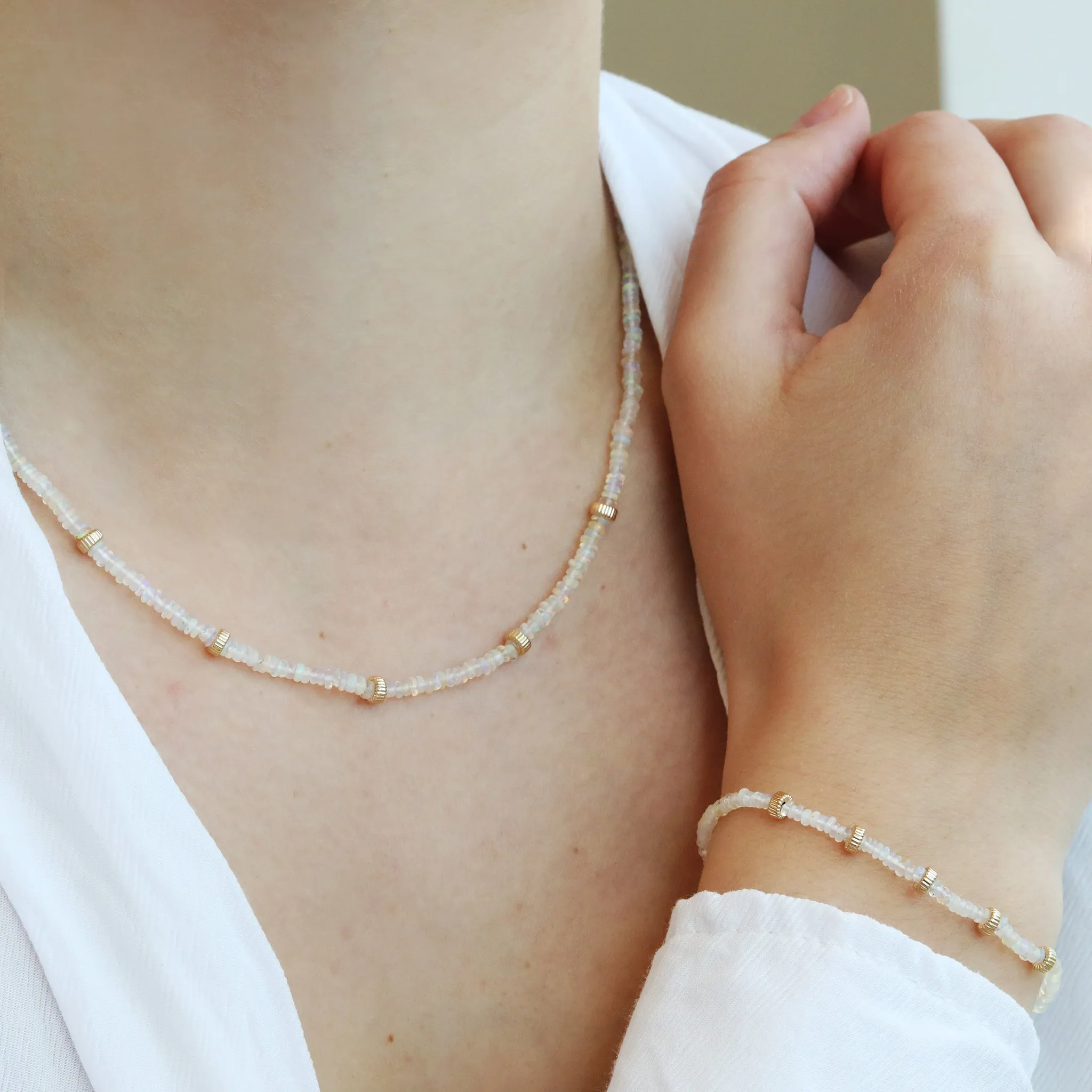 Fire Opal Rondelle Beaded Necklace