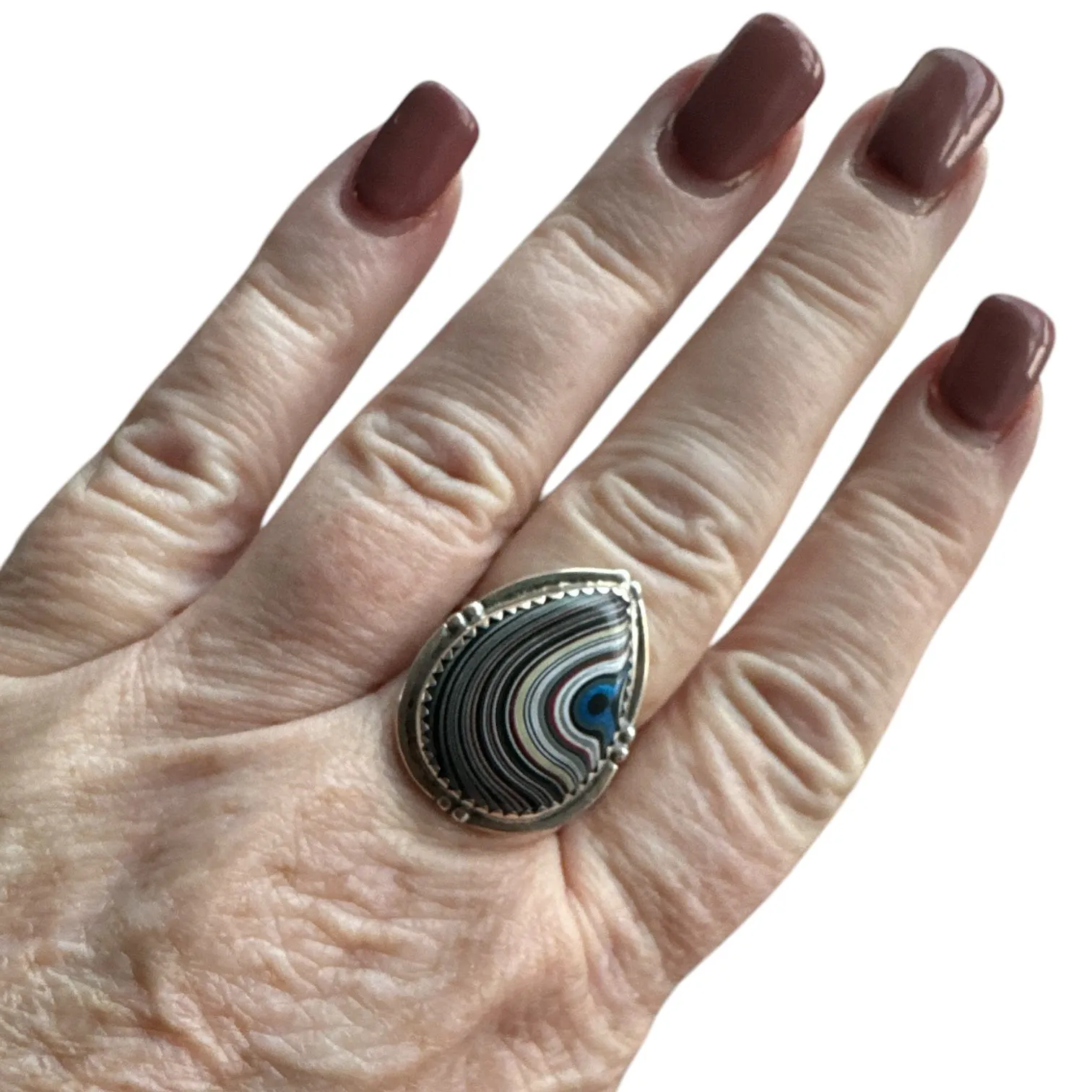 Fordite Solid 925 Sterling Silver Ring 10