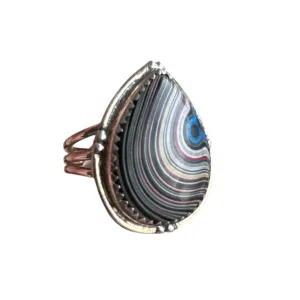 Fordite Solid 925 Sterling Silver Ring 10