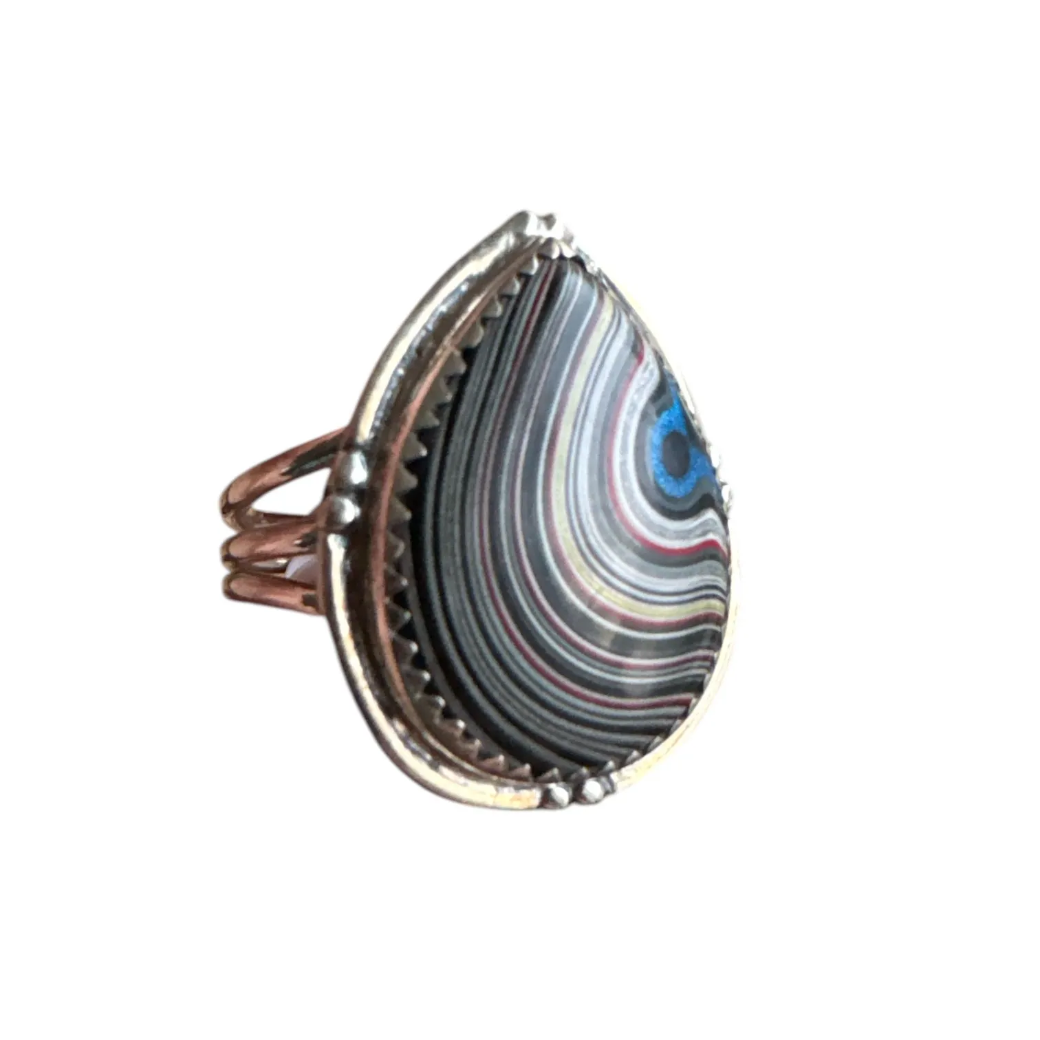 Fordite Solid 925 Sterling Silver Ring 10