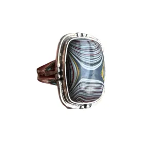 Fordite Solid 925 Sterling Silver Ring 8