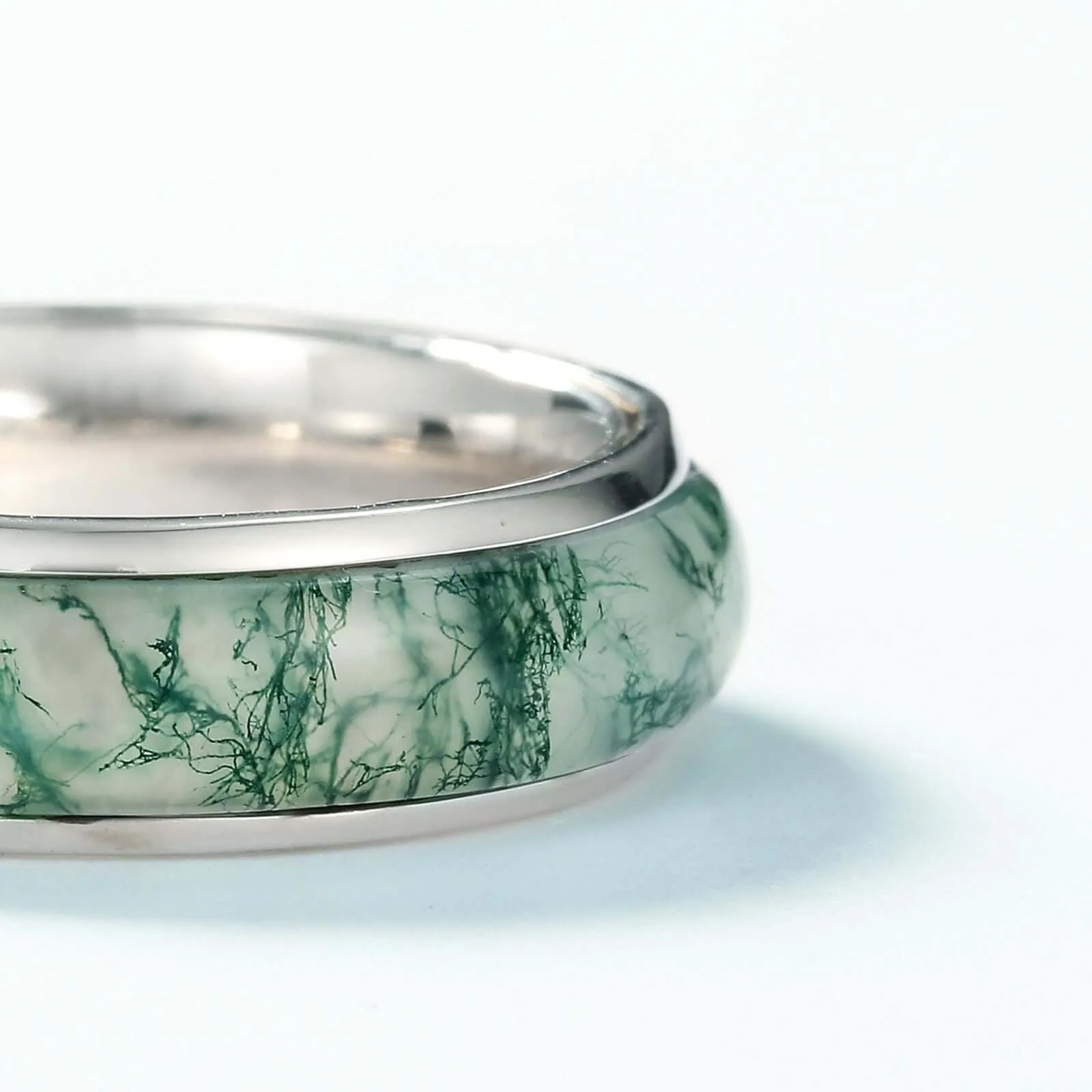 Fully Surrounded Moss Agate Ring