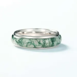 Fully Surrounded Moss Agate Ring