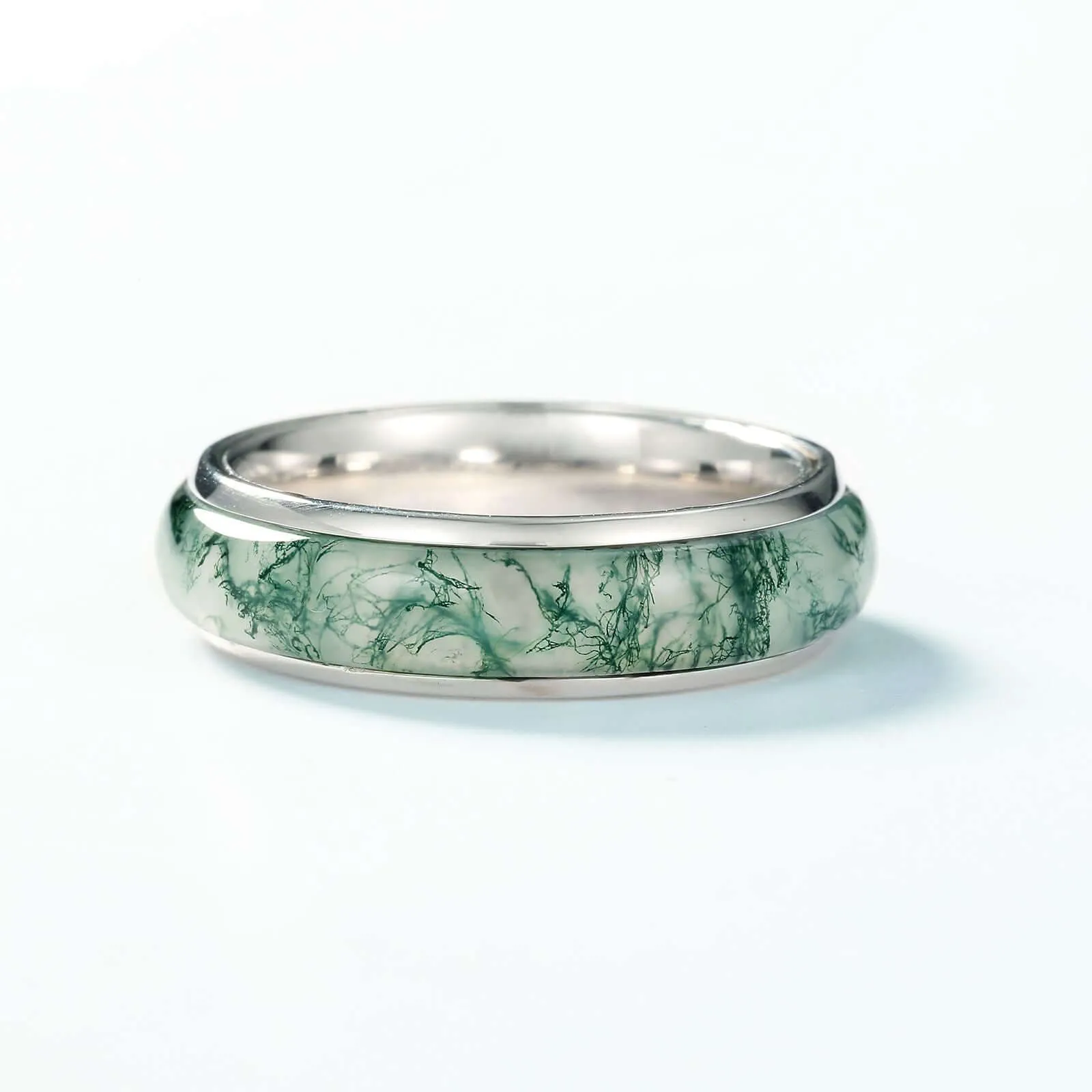 Fully Surrounded Moss Agate Ring