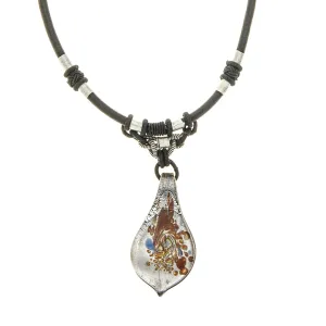 Fused Glass & Black Silk Pendant Holder Necklace