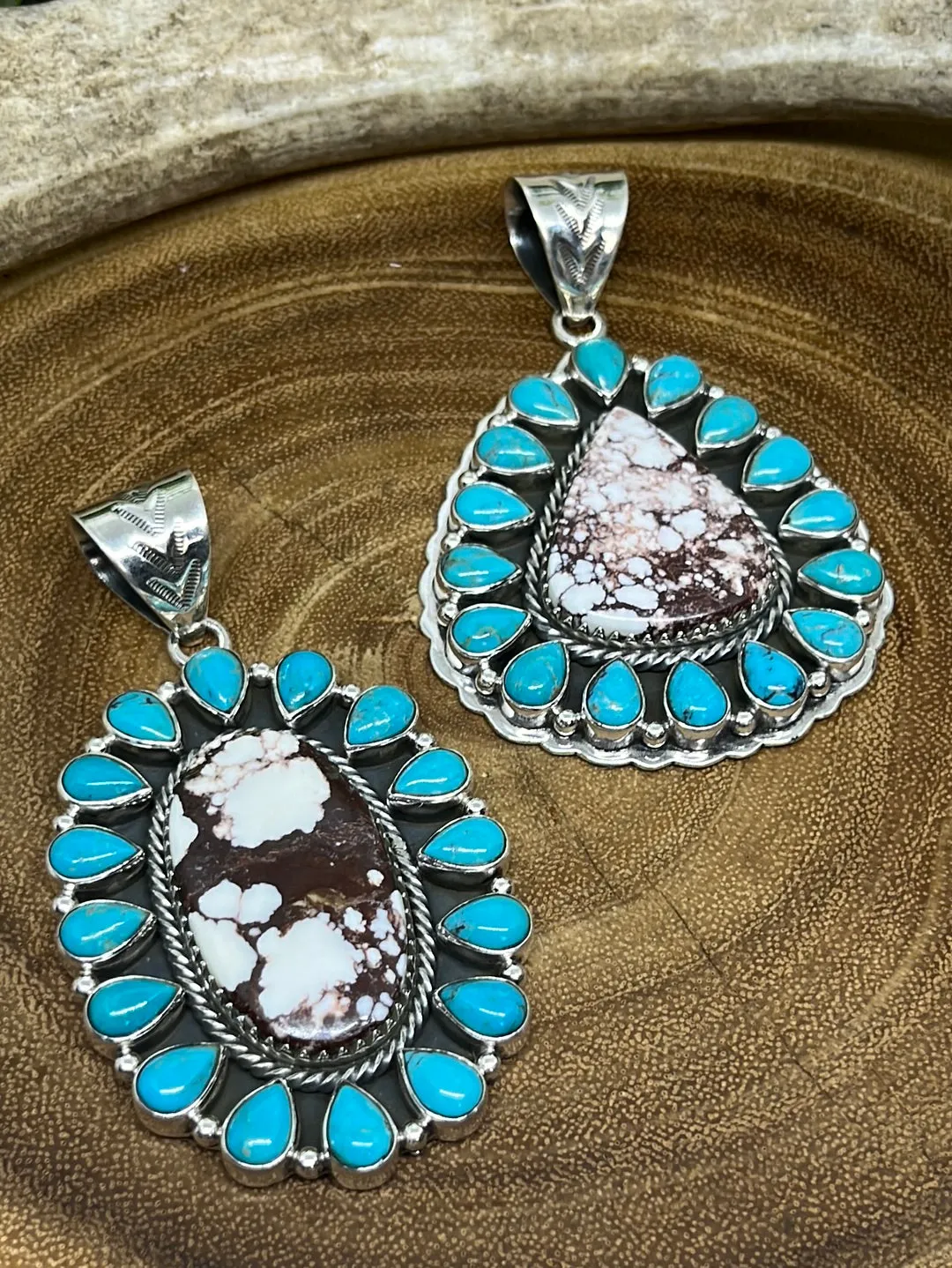 Gabriella Sterling Turquoise Teardrop & Wild Horse Stone Pendant