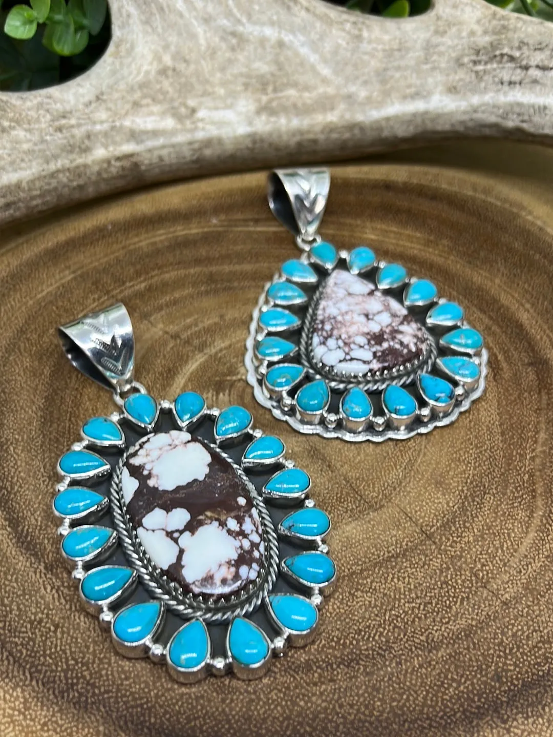 Gabriella Sterling Turquoise Teardrop & Wild Horse Stone Pendant