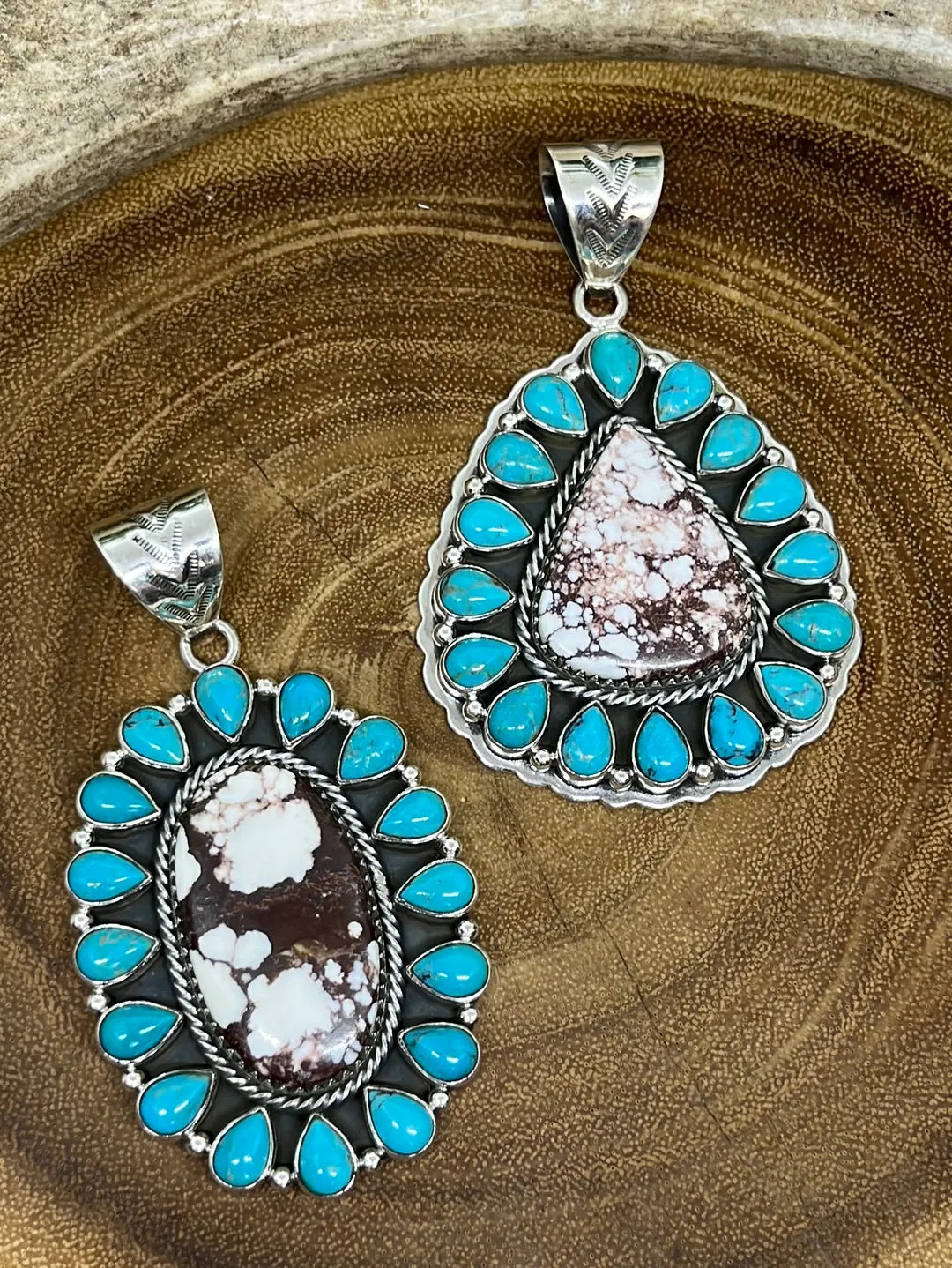 Gabriella Sterling Turquoise Teardrop & Wild Horse Stone Pendant
