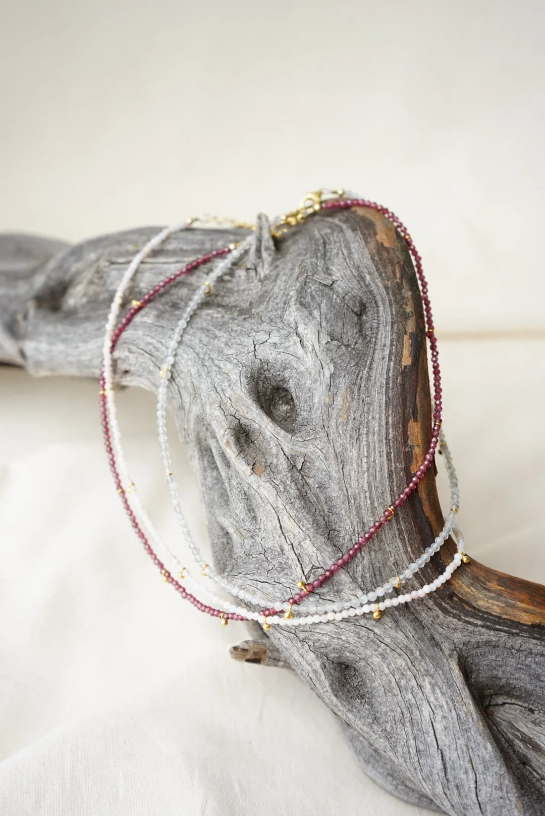 Garnet & Gold Drops Necklace