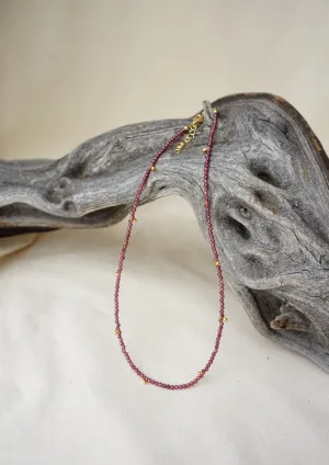 Garnet & Gold Drops Necklace