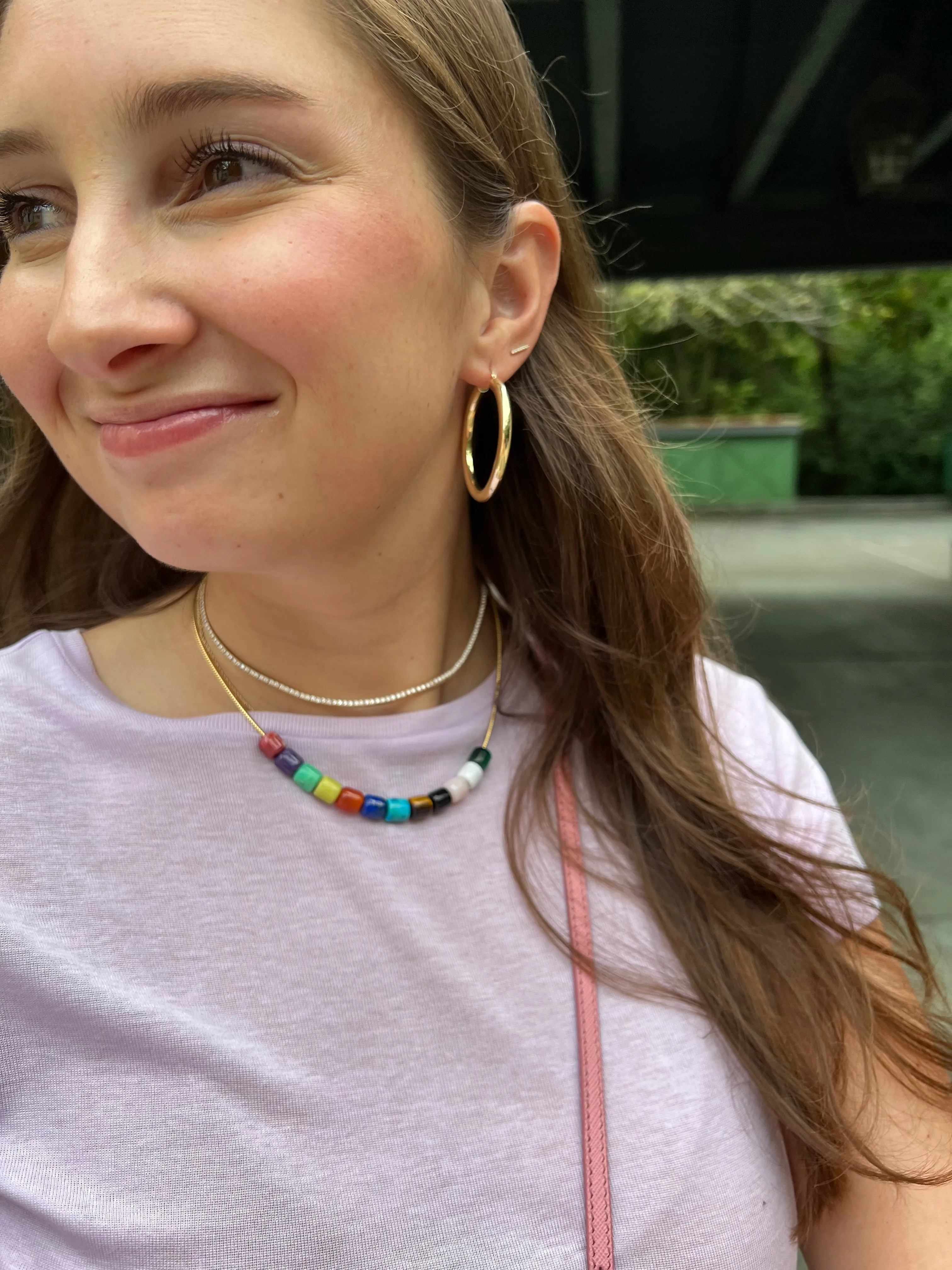 Gemstone Cubes on Corda Chain