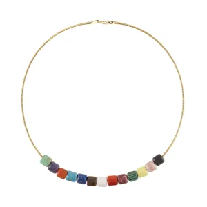 Gemstone Cubes on Corda Chain