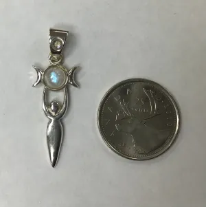 Gemstone Goddess Pendant, Silver