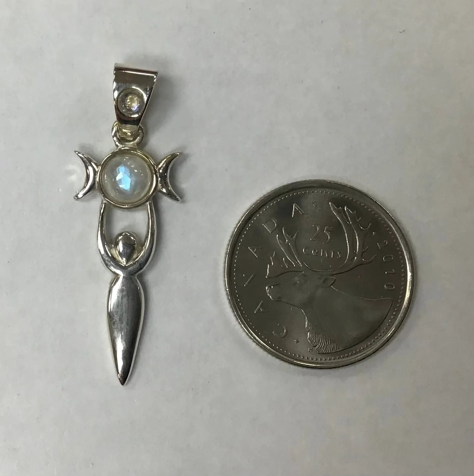Gemstone Goddess Pendant, Silver